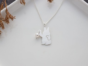 ni.kou 純銀 招財 動物系列 墜飾 項鍊 - 兔子