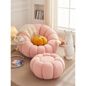 懶人沙發簡約現代小戶型客廳臥室陽臺布藝沙發可愛單人南瓜椅子