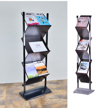 雜誌置物架 多層雙面資料架落地式商場移動架辦公區鐵藝架展示架簡約式雜志架