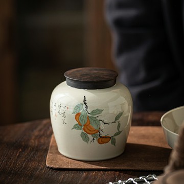 草木灰陶瓷茶葉罐小號復古茶葉儲存便攜密封罐防潮日式存茶儲茶罐