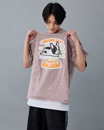 BULLDOG復古街頭大圖仿舊短TEE (仿舊紫)