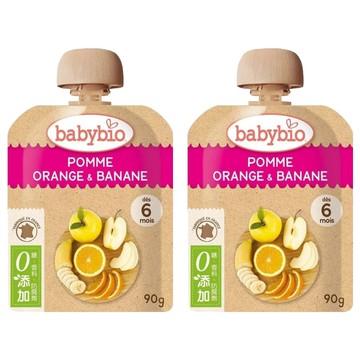babybio 生機蘋果香橙香蕉纖果泥  90g  2包