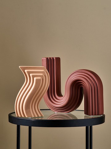 莫蘭迪幾何陶瓷花瓶擺件客廳插花器電視柜樣板房家居軟裝飾品