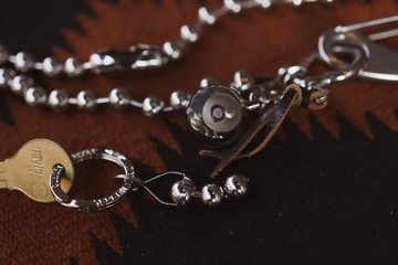 【METALIZE】2 in 1銀色8號球珠鍊鑰匙圈腰鍊