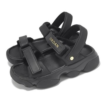 Nike 涼鞋 Wmns Jordan DEJA Sandal 女鞋 黑 金 厚底 增高 魔鬼氈 休閒鞋 FN5036-001