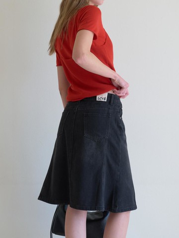 DENIM MERMAID MIDI SKIRT [BLACK]
