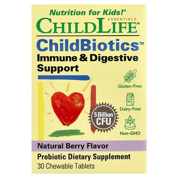 ChildLife Essentials, LiveBiotics，抵抗和消化幫助，天然漿果味，50 億 CFU，30 片咀嚼片
