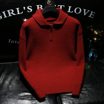 LORK&DEEM 純色韓版休閑半拉鏈套頭毛衣秋冬保暖時尚男士針織衫潮