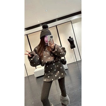 【台灣出貨/Z.Zebra】預購🖤韓版點點羊羔毛上衣短裙套裝 兩件套 上衣 點點上衣 羊羔毛上衣 長袖上衣 短裙 裙子