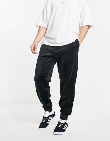 Armani Exchange velour joggers in black