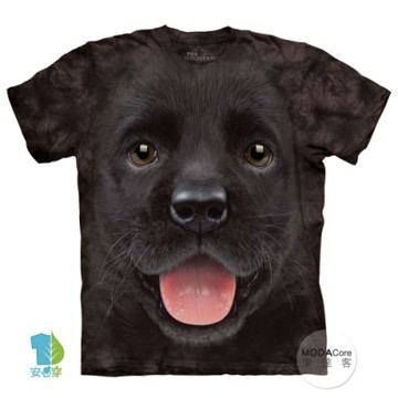 摩達客-美國The Mountain 小黑拉不拉多犬微笑 兒童版純棉環保短袖T恤