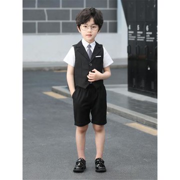 男童夏天西裝套裝禮服花童英倫主持人馬甲幼兒園開學兒童演出服裝