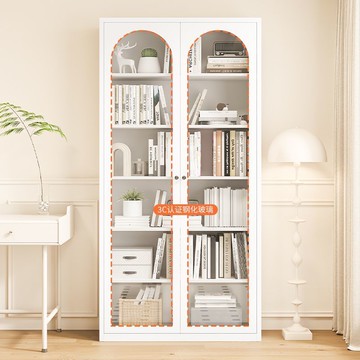 玻璃櫃 開發票 免運 鋼制書櫃家用新款防塵玻璃門展示櫃客廳儲物櫃兒童收納櫃組合書櫃LL126公司貨