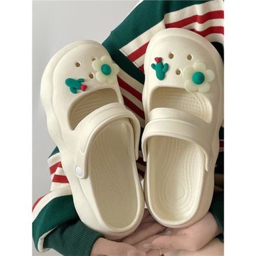 花朵瑪麗珍洞洞鞋女夏季新款可愛少女心外穿百搭ins潮包頭涼拖鞋