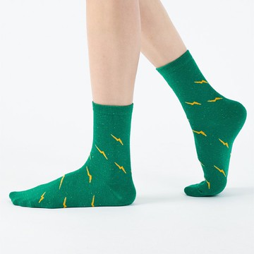 閃電天空 中筒襪 - 綠(F)