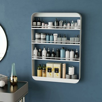 免打孔壁掛式置物架廚房調料架化妝品收納架浴室置物架 py6172