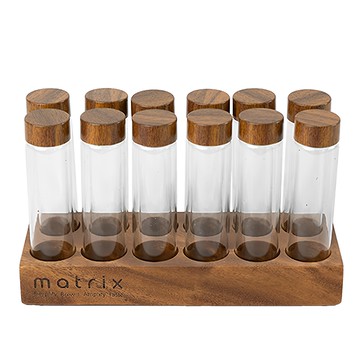 matrix 胡桃木蓋咖啡豆玻璃試管密封保存罐 12個  1組  胡桃木