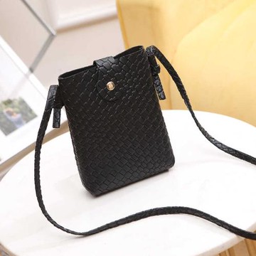 編織軟皮手機包女士斜挎包放手機的掛脖手機袋零錢包散步迷你小包