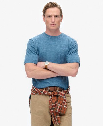 Superdry Men's Over-Dyed Slub Marl T-Shirt Blue Size: Xxxl