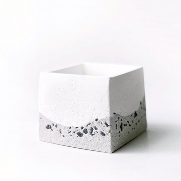 (預購) 白灰系列 x 特調磨石子 | 方形雙色水泥盆器