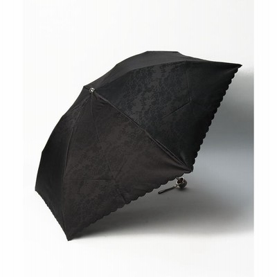 新品★ランバンコレクション★ジャガードスカラ刺繍晴雨兼用折りたたみ日傘★ブラック ランバンコレクション（傘）】晴雨兼用折りたたみ日傘