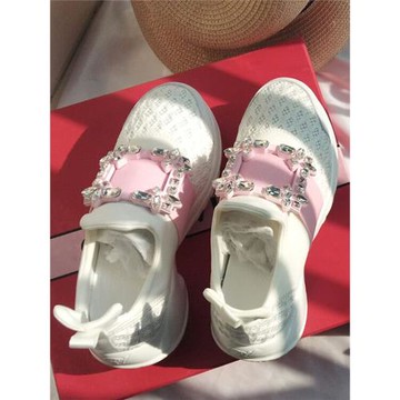 妮可家水鉆方扣厚底顯腳小老爹鞋歐洲站內增高運動鞋黑色休閑女鞋