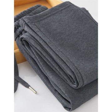 深灰色衛褲男純棉2025秋重磅寬松直筒褲冬加絨加厚休閑男士運動褲