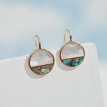 雙彩圓滿耳環I 鮑魚貝 珍珠母貝