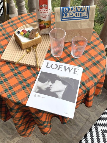 新款 復古紅格家居軟裝百搭背景布門簾裝飾掛布圣誕條紋格