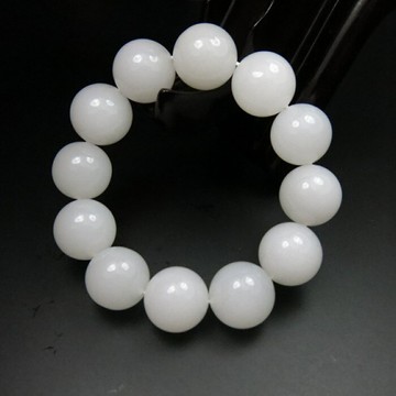 新疆和田玉手鏈新疆昆侖白玉圓珠手鏈16-18mm手串男款