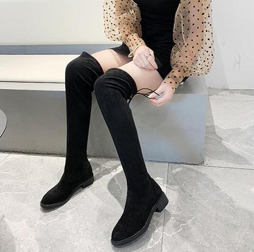 大尺碼女鞋 女神瘦腿款 絨面過膝靴 長筒靴 長靴 馬靴 大尺碼長靴 35~44碼 加大筒圍 過膝靴 【櫻桃嚴選】