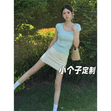 150小矮個子法式波點半身裙女春季遮胯高腰直筒a字包臀短裙xs顯高