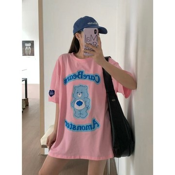 【CHILL】現貨 Bear撞色印花寬鬆Tee Oversize 果凍雙面棉 下半身失蹤 大碼T恤 韓系穿搭 印花T恤