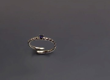 小品系列-細鍊深藍寶石925銀開口戒