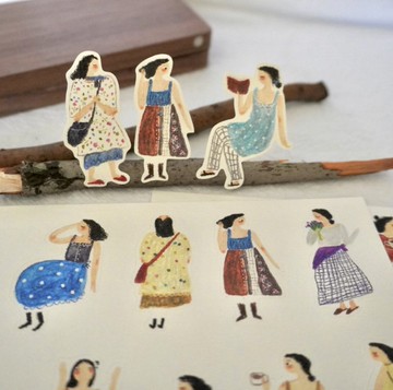 夏日小人 雙材質 復古貼紙 塩系タッチ 手帳デコ