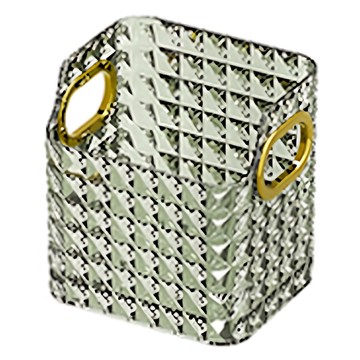 iSFun 鑽石紋格 桌面透明鍍金把手收納盒  1個  綠色