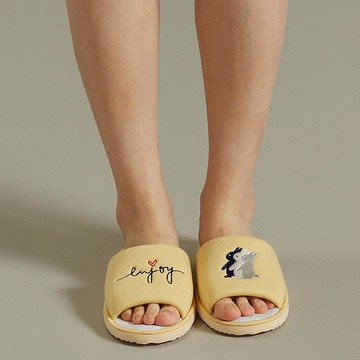 兔子開口室內拖鞋-金合歡黃