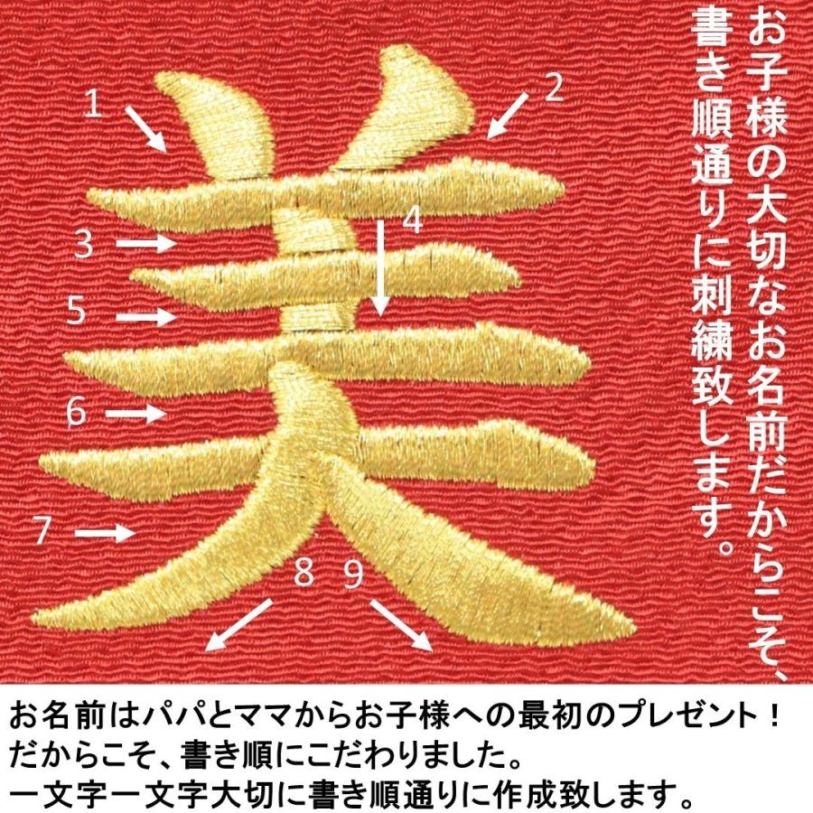 雛人形 名前旗 刺繍　段織 ちりめん桜兎 赤色 金文字刺繍 小サイズ 木製スタンド