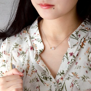 白瑪瑙鋼珠項鍊｜低敏不鏽鋼項鍊‧安定情緒 (不鏽鋼×天然水晶)