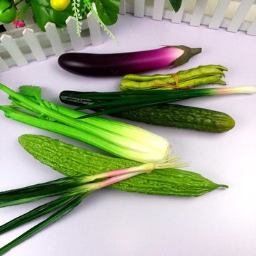 仿真PU蔬菜茄子苦瓜黃瓜芹菜大蔥假蔬菜模型家居廚房擺設攝影道具