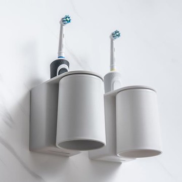 磁吸式壁掛漱口杯牙刷置物架免打孔刷牙杯掛墻式瀝水收納盒情侶杯