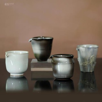 愛曼器中吉造純手工窯變小糯米開片有山公道原礦粉引公道景德鎮