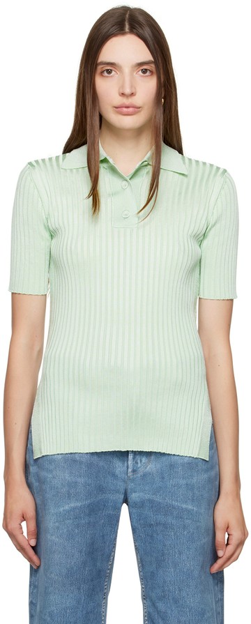 Jil Sander 绿色开衩 Polo 衫