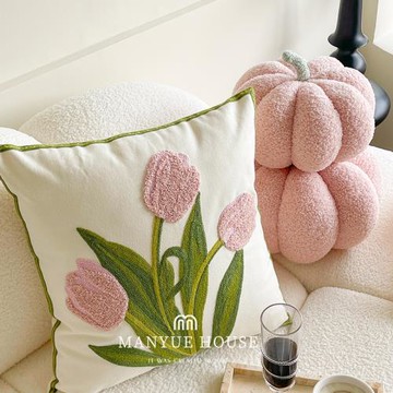 新款王炸性價比 ins郁金香抱枕靠墊可愛靠枕床頭腰枕抱枕套