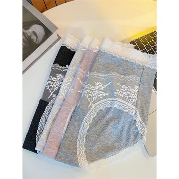 胖MM彩紗莫代爾大碼中腰內褲女200斤加長襠性感蕾絲邊少女三角褲