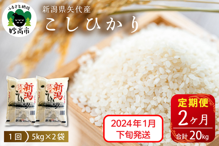 新潟県矢代産コシヒカリ10kg×2回（計20kg）※沖縄県・離島配送不可