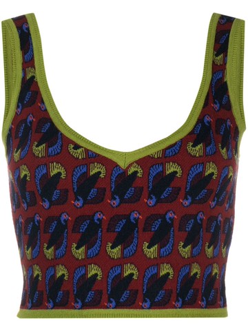 PAULA - monogram-pattern crop top - women - Polyester/Viscose - L/XL - Red