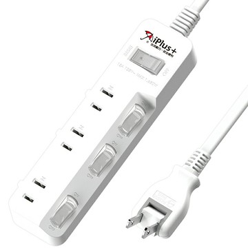 【iPlus+ 保護傘】4切3座2P延長線 PU-2436