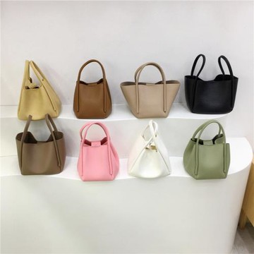 小臟柜 軟軟糯糯荔枝紋質感手提菜籃子小包包單肩斜挎托特子母包