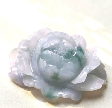 冰種飄藍花翡翠牡丹花 | 天然緬甸玉翡翠A貨 | 送禮